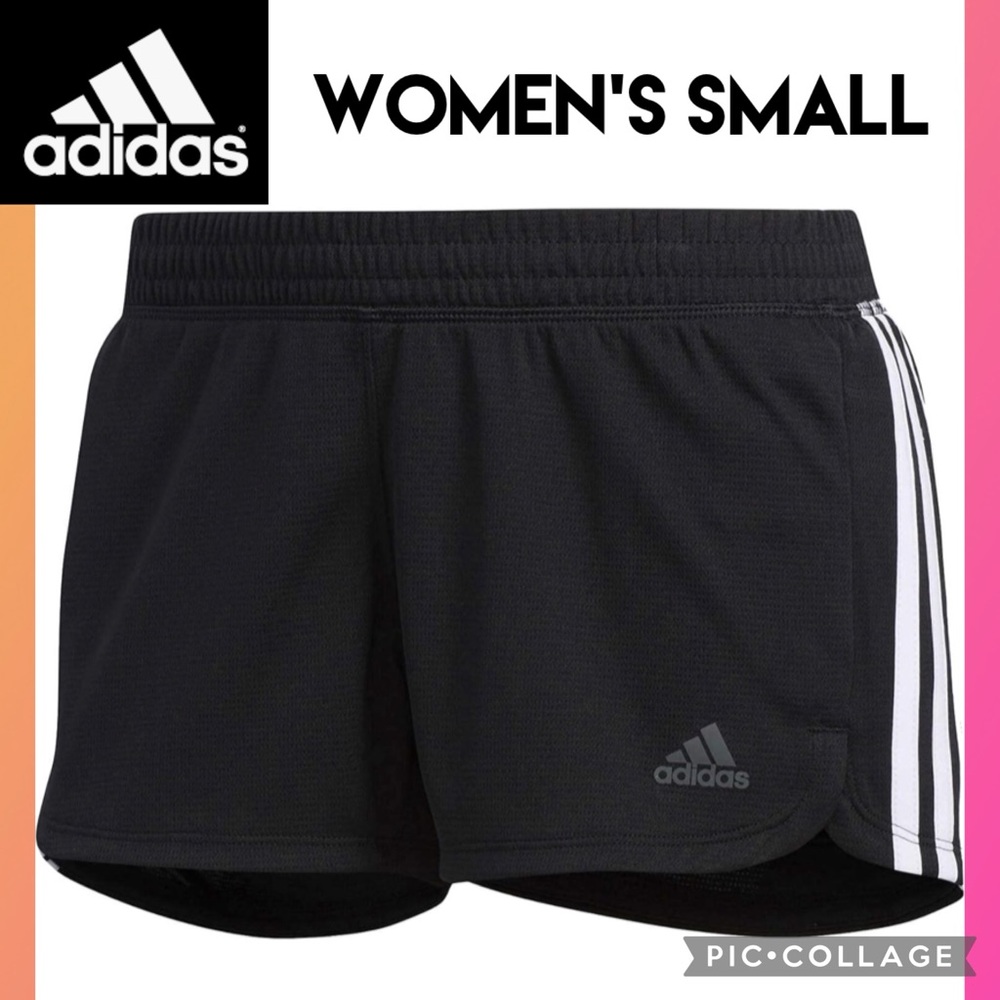 Adidas Womens Shorts Black Three Stripes Climalite Running Activewear Size Small